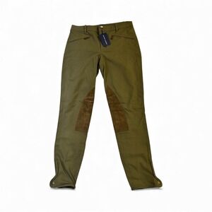 Ralph Lauren Women's Riding Breeches Pants Sz 6 Olive Suede Knee Patch NWT